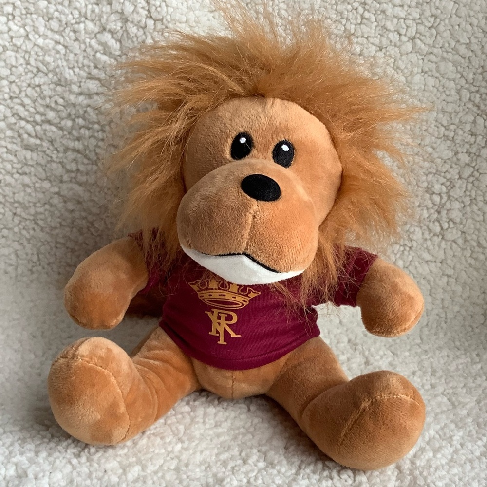 Steven Smith Lion Plush Burgundy Shirt Embroidered Eyes Stuffed Animal Toy